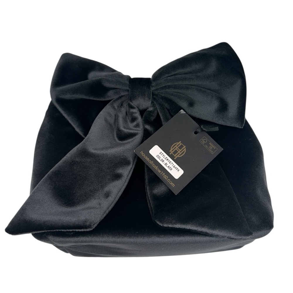 House of Harlow 1960 Velvet Clutch Crossbody Bag with Bow in Black - Picture 7 of 7